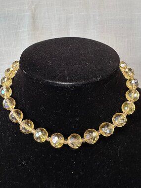 Vintage Western Germany Yellow Crystal Choker Necklace